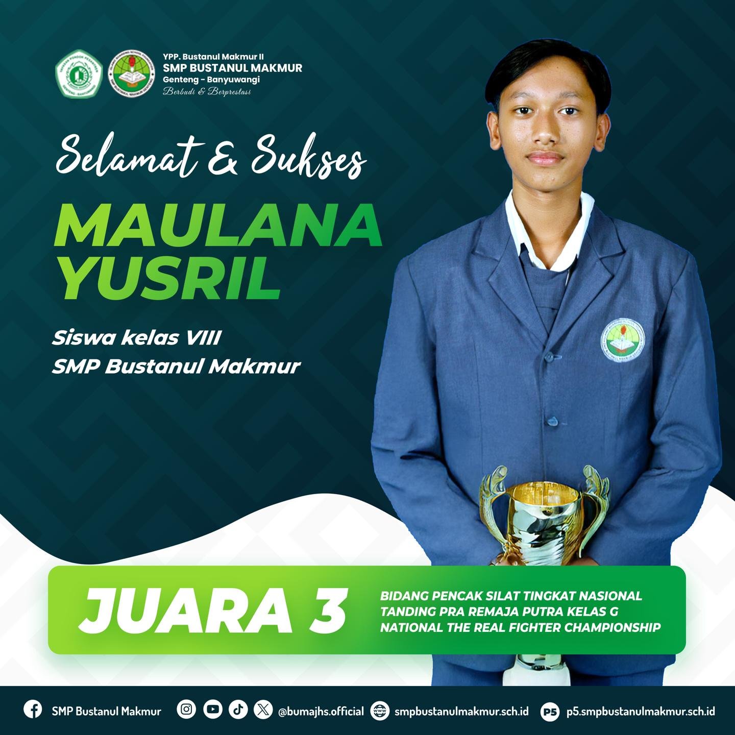Aksi Maulana Yusril dalam pertandingan pencak silat kategori Tanding Pra Remaja Putra Kelas G