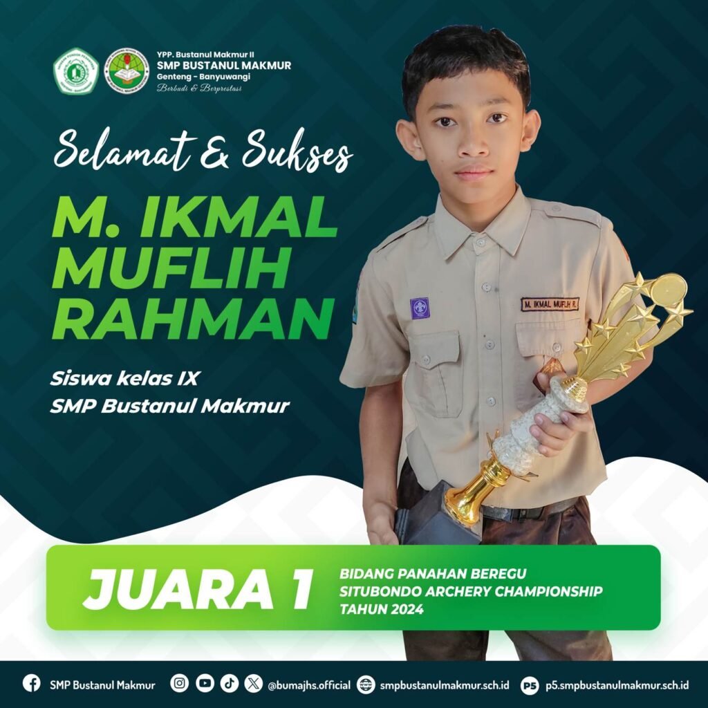 M. Ikmal Muflih Rahman bersama tim memegang medali Juara 1 panahan beregu tingkat nasional 2024